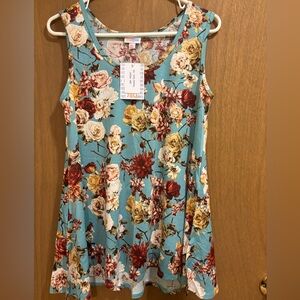 NWT LuLaRoe Perfect Tank Top Vintage Floral Flare Oversized XS Small